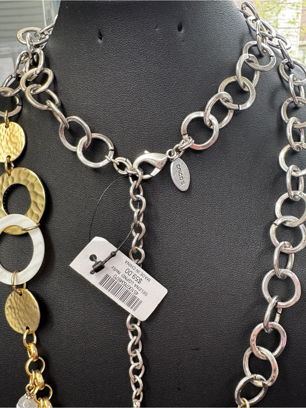 Chico's Mixed-Metal Gold & Silver Necklace with Turquoise Accents - Picture 3 of 3